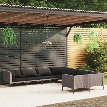 Set mobilier de grădină cu perne,8 piese, gri închis, poliratan
