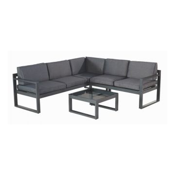 Set mobilier de grădină gri închis din aluminiu pentru 4 persoane Perpignan – Hartman