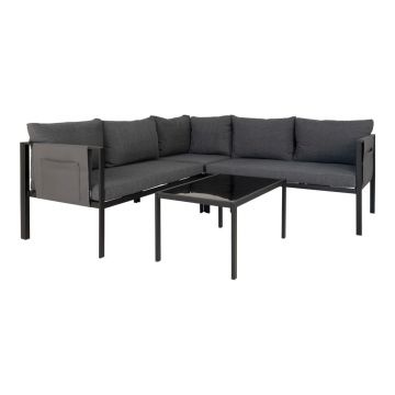 Set mobilier de grădină gri închis din metal pentru 4 persoane Cannes – House Nordic