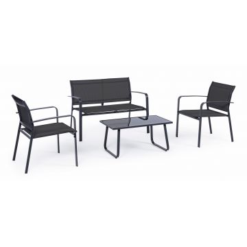 Set mobilier pentru gradina / terasa, Arent Antracit, banca 2 locuri + 2 scaune + masa de cafea