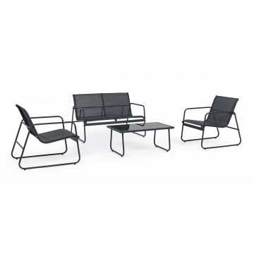 Set mobilier pentru gradina / terasa, Markus Antracit, banca 2 locuri + 2 scaune + masa de cafea