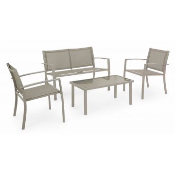 Set mobilier pentru gradina / terasa, Peder Grej, banca 2 locuri + 2 scaune + masa de cafea