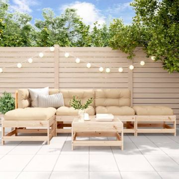 Set mobilier relaxare de grădină & perne 6 piese lemn masiv pin