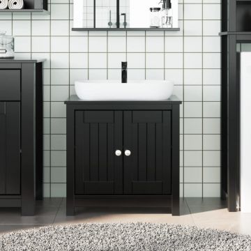 Dulap chiuvetă de baie BERG, negru, 60x34x59 cm, lemn masiv pin