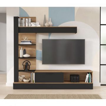 Living GELUZA, 3 corpuri, stejar + gri antracit, 205x42x192 cm Living GELUZA, 3 corpuri, stejar + gri antracit, 205x42x192 cm