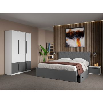 Set dormitor 4 piese Alb/Gri antracit Storm C02