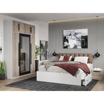 Set dormitor 4 piese Alb/Lemn Riveri C03