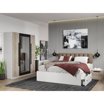 Set dormitor 4 piese Alb/Lemn Riveri C04