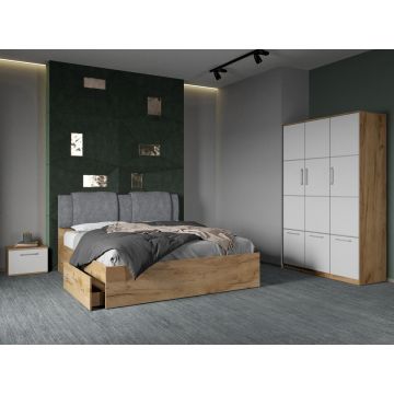 Set dormitor 4 piese Alb/Stejar Adapto C02