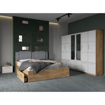 Set mobila dormitor 4 piese Alb/Stejar Adapto C16