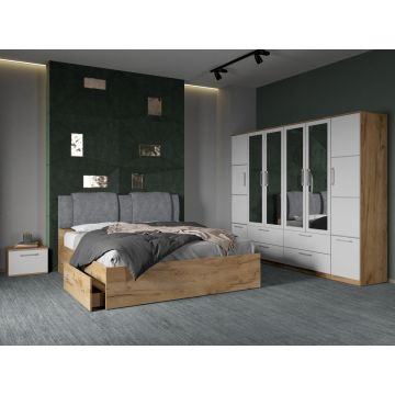 Set dormitor 4 piese Alb/Stejar Adapto C20