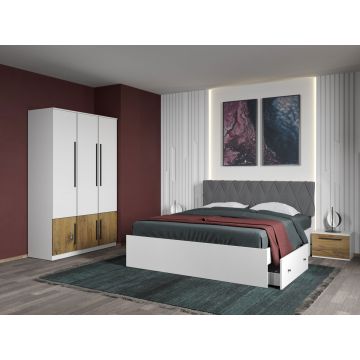 Set dormitor 4 piese Alb/Stejar Eclipse C02