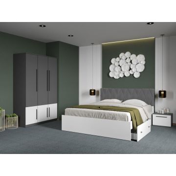 Set dormitor 4 piese Gri/Alb Shape C02