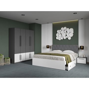 Set dormitor 4 piese Gri/Alb Shape C06