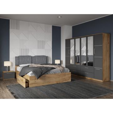 Set dormitor 4 piese Gri/Stejar Adapto C20