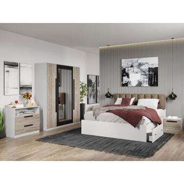 Set dormitor complet Alb/Lemn Riveri C02