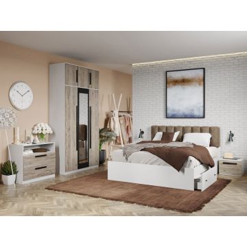 Set dormitor complet Alb/Lemn Riveri C05