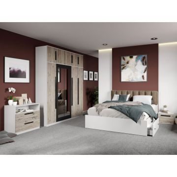 Set dormitor complet Alb/Lemn Riveri C13