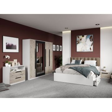 Set dormitor complet Alb/Lemn Riveri C14