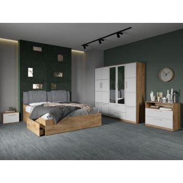 Set dormitor complet Alb/Stejar Adapto C11