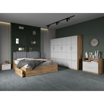 Set dormitor complet Alb/Stejar Adapto C13