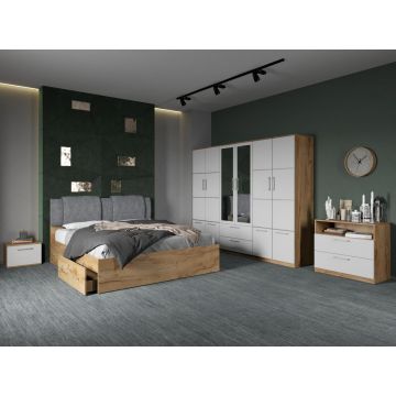 Set dormitor complet Alb/Stejar Adapto C15
