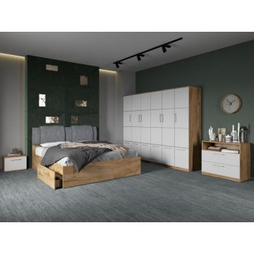 Set dormitor complet Alb/Stejar Adapto C17