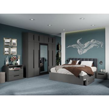 Set dormitor complet Gri Antracit Stone C09