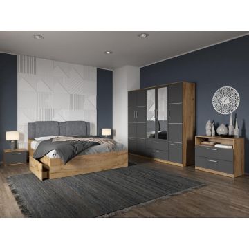 Set dormitor complet Gri/Stejar Adapto C11