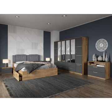 Set dormitor complet Gri/Stejar Adapto C19