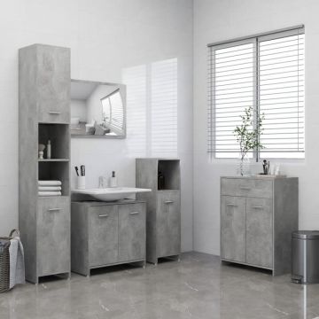 Set mobilier baie, 4 piese, gri beton