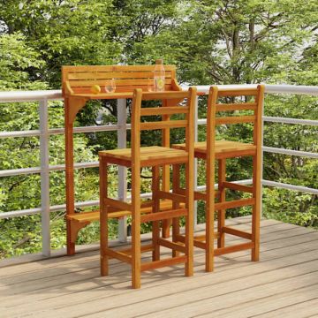 Set mobilier de bar de grădină, 3 piese, lemn masiv de acacia