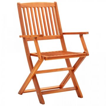 Set mobilier de exterior pliabil, 7 piese, lemn masiv eucalipt