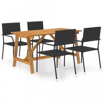 Set mobilier de grădină, 5 piese, negru