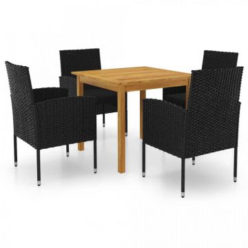 Set mobilier de grădină, 5 piese, negru