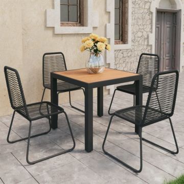 Set mobilier de grădină, 5 piese, negru și maro, ratan PVC
