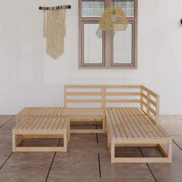 Set mobilier de grădină, 6 piese, lemn masiv de pin