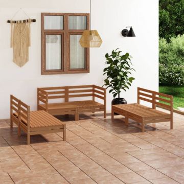 Set mobilier de grădină, 6 piese, maro miere, lemn masiv de pin