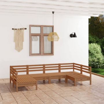 Set mobilier de grădină, 6 piese, maro miere, lemn masiv de pin