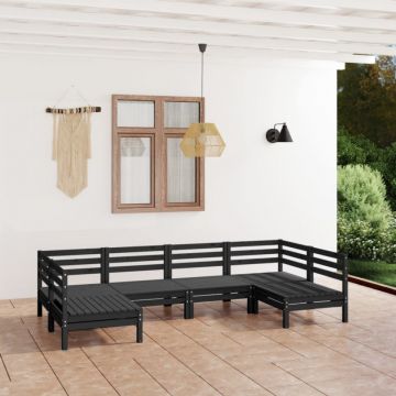 Set mobilier de grădină, 6 piese, negru, lemn masiv de pin