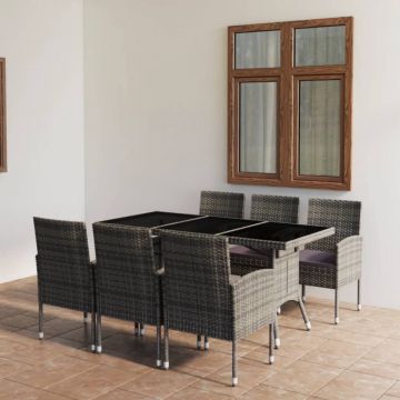 Set mobilier de grădină, 7 piese, antracit & gri, poliratan