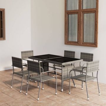 Set mobilier de grădină, 7 piese, antracit și gri, poliratan