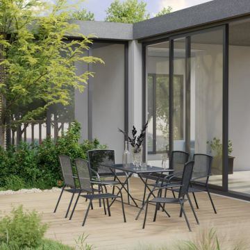 Set mobilier de grădină, 7 piese, antracit, oțel