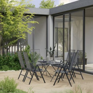Set mobilier de grădină, 7 piese, antracit, oțel