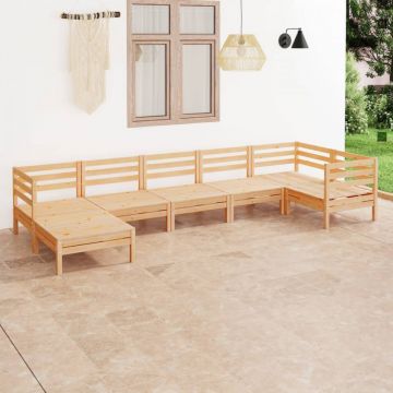 Set mobilier de grădină, 7 piese, lemn masiv de pin