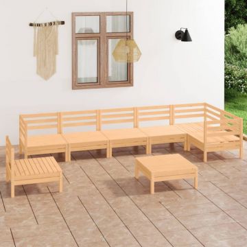 Set mobilier de grădină, 8 piese, lemn masiv de pin