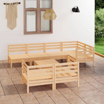 Set mobilier de grădină, 8 piese, lemn masiv de pin