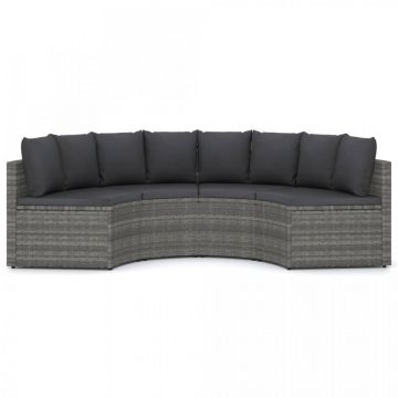 Set mobilier de grădină cu perne, 4 piese, gri, poliratan