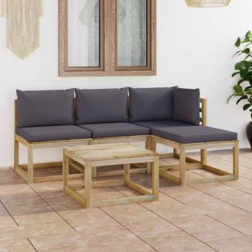 Set mobilier de grădină cu perne antracit, 5 piese