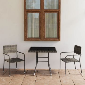 Set mobilier de grădină, gri, 3 piese, antracit, poli ratan